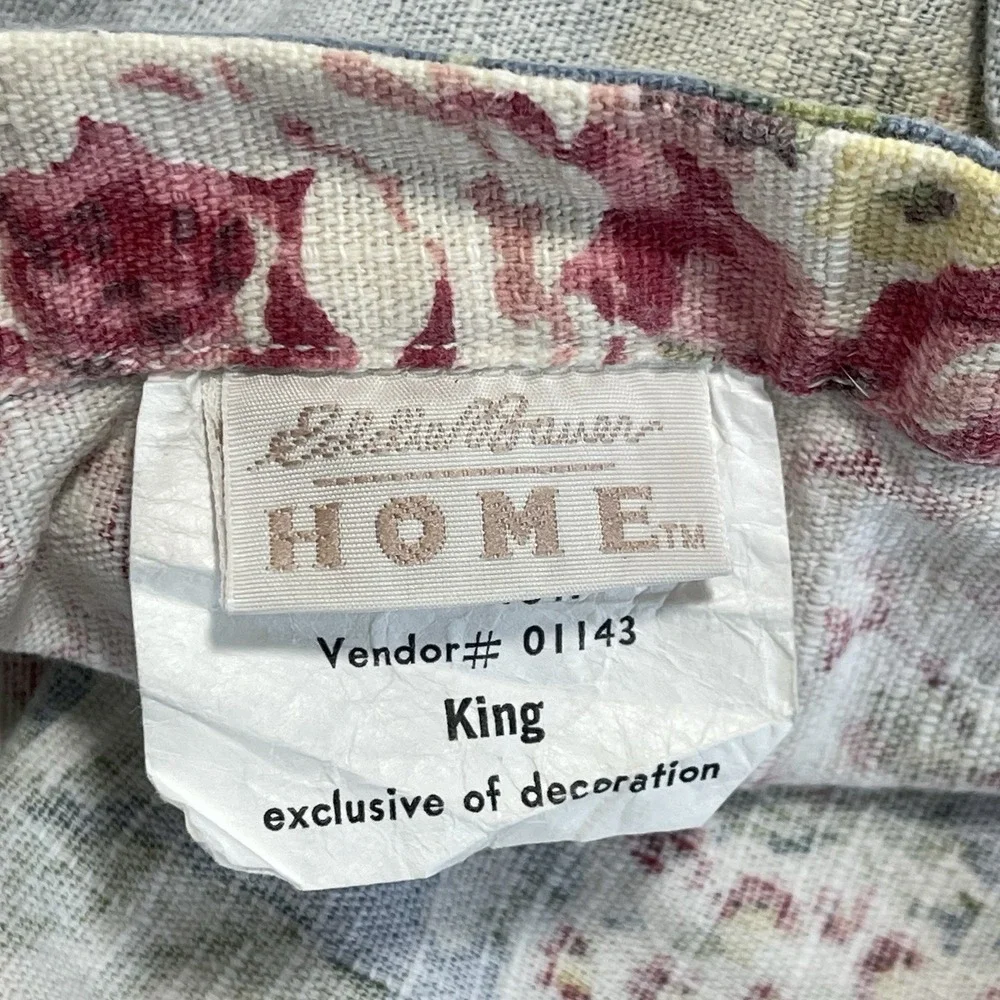VTG 90s Eddie Bauer Home King Duvet & 2 King Shams Blue Cabbage Rose Cotton